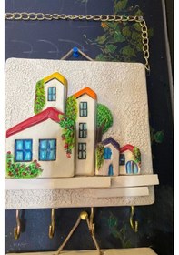 Resim Anahtarlık Duvar Süsü El İşi Taş Sarı Güneş 4lü 