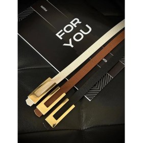 Resim Fiori 3'lü Tasarım Gold Tokalı Ince Kadın Kemeri, Ceket Kemeri, Gömlek Kemeri, Elbise Kemeri 