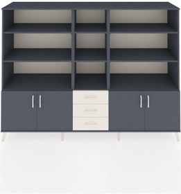 Resim Hyperion Dolap 11 Raflı 3 Çekmeceli 4 Kapaklı 220x44x163 Antrasit Antrasit-antrasit/aytaşı 