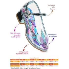 Resim Kiko Kids Unicorn Kız Çocuk Topuklu Abiye Şeffaf Ayakkabı Yeşil 