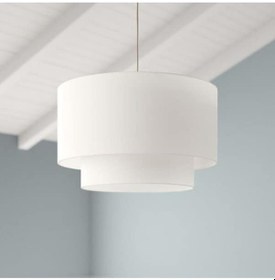 Resim Kumaş 2 Katlı Avize Yatak Odası Çocuk Odası Salon Beyaz Pav29 Beyaz 