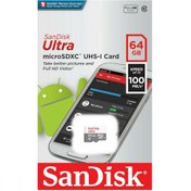 Resim Sandisk Ultra 64GB 100mb/s MicroSDXC Hafıza Kartı 