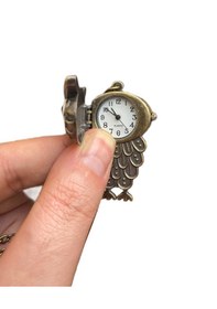 Resim Schulzz Owl Art Baykuş Motifli Köstekli Zincirli Quartz Cep Saati 