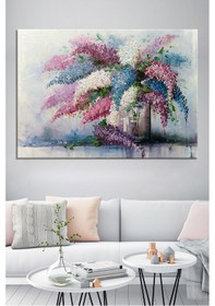 Resim Leylak Sümbül Yağlıboya Görünümlü Kanvas Tablo 60 x 40 