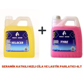 Resim MAGICSHINE Lastik Parlatıcı 4 Lt Ve Seramik Katkılı Hızlı Cila 4 Lt Oto Bakım Seti Ultra Parlaklık Ve Koruma 