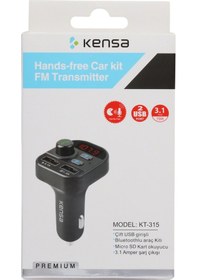 Resim Kensa Kt-315 Bluetooth Araç Kiti Fm Transmitter Çift Usb Girişli 