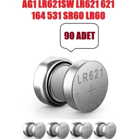 Resim Derwell 90 Adet 90'lı Ag1 364 LR621SW Ag1 LR621 621 164 531 LR60 1.5V 9 Kartel Düğme Pil Hesap Makinesi/terazi/saat/oyuncak/garaj Pili Yuvarlak Pil 