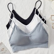 Resim Üç Renkli Bralet Seti: Yetişkin, Çelik Çubuk Yok, Çıkarılabilir Kuplar, Seksi Stil, Düz Desen, Örgü Kumaş, Sonbahar/Kış Sezonları İçin Uygundur 