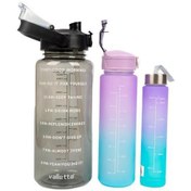 Resim Valletta VLT1296 Figo 3lü Set Motivasyonel Su Matarası Siyah(2000ml-750ml-300ml) 