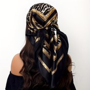 Resim 1 adet 90*90cm Dış Mekan Şalı Moda Kadın İnce Eşarp Dört Mevsim Rüzgar Geçirmez Kum Başörtüsü Klasik Leopar Desenli Kare Eşarp Çok Yönlü Boyun Bandı Yumuşak Dokunuşlu Saç Bandı Turban Aksesuar 
