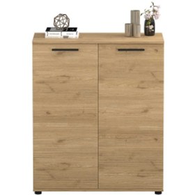 Resim Trendline Çok Amaçlı İki Kapaklı 5 Raflı Dolap Florida Meşe 91x108x35 Cm Meşe 