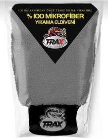 Resim TRAX Oto & Ev Yıkama Ve Cila Eldiveni Mikrofiber Araç Yıkama Eldiveni Gri 