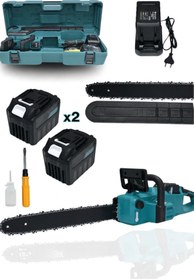 Resim OPTIVEX Mavi Şarjlı Ağaç Odun Kesme Motoru Zincirli Testere 21v 4 Amper 20 Pilli Kömürsüz 