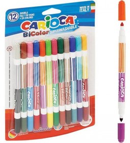Resim Nessiworld Carioca Bicolor Süper Yıkanabilir Çift Uçlu Keçeli Boya Kalemi 12'Li 24 Renk 