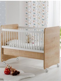 Resim Bw1066 - Pratik Kademeli Anne Yanı Tekerlekli Beşik Ahşap 60x120 Ahşap 