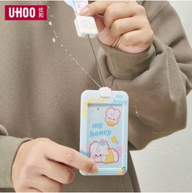 Resim synshop Kawai Sarı Kız Anime Yoyo İpli Yaka Kartı Boyun Askılı Kimlik Kartı Kılıfı Öğrenci Okul Kartlık 