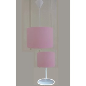 Resim Onay Pembe Kumaş Kaplama 2.li Set M-469 Yatak Odası Genç ve Çocuk Odası Avize ve Abajur Seti 