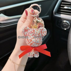 Resim Silver1 Gıoıo Yeni Ipek Eşarp Anahtarlık Kişiselleştirilmiş Inci Papyon Çanta Çekicilik Dokuma Anahtarlık (Yurt Dışından) 