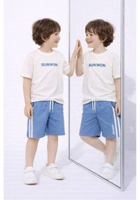 Resim Miniko Kids Erkek Çocuk Sunwon Modelli Pamuk Şortlu Takım Mavi 