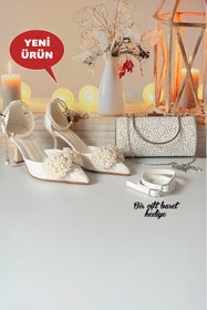 Resim Modavien Kadın 7 cm incili ayakkabı çanta kombin ( TAM KALIPTIR) 