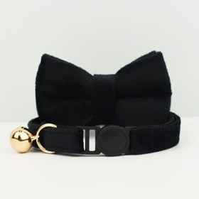 Resim Cat collar Safety Bell cat collar 92726 - BLACK Leash + Bow Tie / S/M 