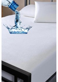 Resim Altın Karma 100x200+30 Cm Fitted Alez Çift Kişilik Sıvı Geçirmez Micro Yatak Koruyucu Beyaz 