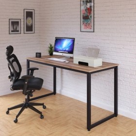 Resim Abronya Ofis Masası Ahşaplı Metal Ayaklı Çalışma Masası Mutfak Masası Beyaz Renk 60X140 cm 