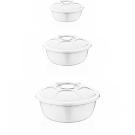 Resim Gretta 5/7,5/11l Beyaz 3'lü Kapaklı Hamur Leğen Seti Plastik Set 