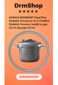 Resim shopdrm Karaca Biogranit Steel Plus Düdüklü Tencere Grey 4-6 Lt Uyumlu Kapak Conta Lastiği iç 22 dış 24cm 