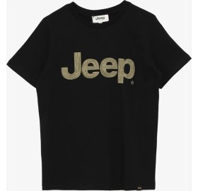 Resim Jeep Siyah Erkek Çocuk Bisiklet Yaka Oversized Baskılı T-Shirt C4SB-TST4035 