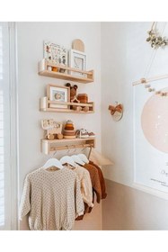 Resim Genel Markalar Montessori Kitaplık Çocuk Bebek Odası Rafı Ahşap Kitaplık Askılık 40cm 3lü Ters Düz Raf 