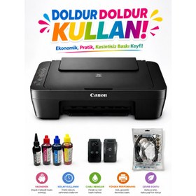 Resim Canon Pixma E414 Fotokopi + Tarayıcı Çok Fonksiyonlu Yazıcı ( Dolan Kartuşlu ) 