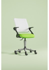 Resim Creo Mobili Yükseklik Ve Sırt Ayarlı Vega Çalışma Sandalyesi, Ofis Ve Bilgisayar Koltuğu Beyaz/yeşil Gri 
