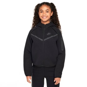 Resim Nike Sportswaer Tech Fleece Full-Zip Çocuk Siyah Günlük Stil Sweatshirt HV8695-010 
