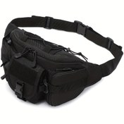Resim WUIING Taktik Fanny Pack - Dayanıklı Polyester Açık Bel Çantası, Çoklu Kullanım Cebi, Ayarlanabilir Kalça Kemer, Yürüyüş, Tırmanma, Balıkçılık | Siyah, Avcılık Kemer Çantası | Sağlam Fermuar Kapatma, Yürüyüş Paketi 