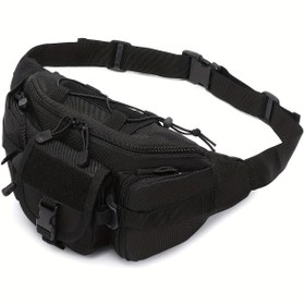 Resim WUIING Taktik Fanny Pack - Dayanıklı Polyester Açık Bel Çantası, Çoklu Kullanım Cebi, Ayarlanabilir Kalça Kemer, Yürüyüş, Tırmanma, Balıkçılık | Siyah, Avcılık Kemer Çantası | Sağlam Fermuar Kapatma, Yürüyüş Paketi 