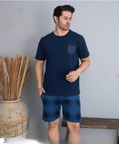 Resim Pijamoni Erkek Bisiklet Yaka Kısa Kol Şortlu Pijama Takımı 6175/8 - 1 Adet Lacivert 