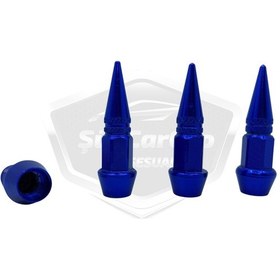 Resim ŞüsCarOto Sivri Sibop Kapağı Mermi Sibop Kapağı Araba Motosiklet Bisiklet Metal 4 lü Set Mavi (00) 