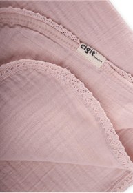 Resim Cigit Dantel İşlemeli Tekkat Müslin Battaniye 100X100 cm +/- 3 cm Pudra Pembe 