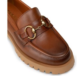 Resim Deery Kadın Hakiki Deri Taba Renkli Tokalı Loafer - 02037ZTBAE01 