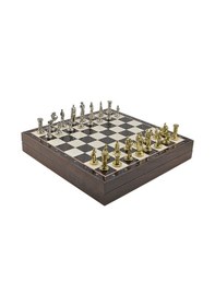 Resim Gifthome Orta Boy Metal İngiliz Satranç Takımı Parlak Ve Ceviz Desenli Sandıklı Mdf Tahtası 36x36x6 Cm. 