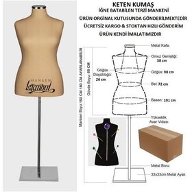 Resim Videolu Ürün-42 Beden Keten Kumaşlı Terzi Prova Mankeni 527201028 