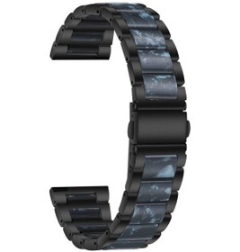 Resim Samsung Uyumlu Akıllı Saat 22mm Üç Boncuklu Çelik + Reçine Saat Kordonu 