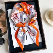 Resim Jump Rabbit Çizgili Eşarp Ipek Eşarp 70CM Küçük Kare Kafa Bandı Saç Türbanı Kravat Çanta (Yurt Dışından) 