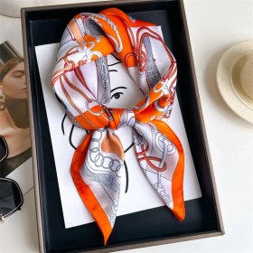 Resim Jump Rabbit Çizgili Eşarp Ipek Eşarp 70CM Küçük Kare Kafa Bandı Saç Türbanı Kravat Çanta (Yurt Dışından) 