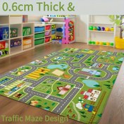 Resim 1 adet Ekstra Büyük 150x210cm (59x78in) Kaymaz Trafik Labirent Oyun Matı - 800g/m² Ağır Hizmet Tipi PVC Yer Matı, Şehir Hayatı Tasarımı (Binalar, Yollar, Trafik Lambaları, Eğitici Oyuncak, Bebekler İçin, Makinede Yıkanabilir Büyük Oyun Odası, Yatak Odası, Mutfak) 