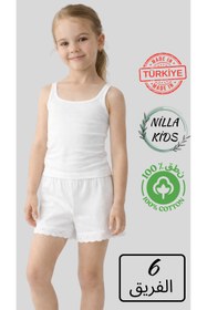 Resim Roft & Pink Nilla Kids Cute 6'lı %100 Pamuk Kız Çocuk Geniş Askılı Beyaz Atlet Kız Şort Takım 