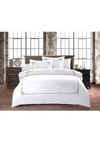 Resim Line Pano Nakışlı %100 Pamuk Saten Çift Kişilik Nevresim Takımı Kahverengi Kahverengi 