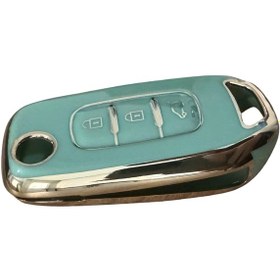 Resim Autohan Keys 3 Butonlu Nano Anahtar Kılıfı Renault Megane 4, Clio 5, Captur, Taliant, Express İçin Uyumlu, Yeşil Altın Renk 