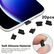 Resim 20 adet Silikon USB Type-C Şarj Portu Toz Tıkaçları ve Kablo Arayüz Koruyucuları 